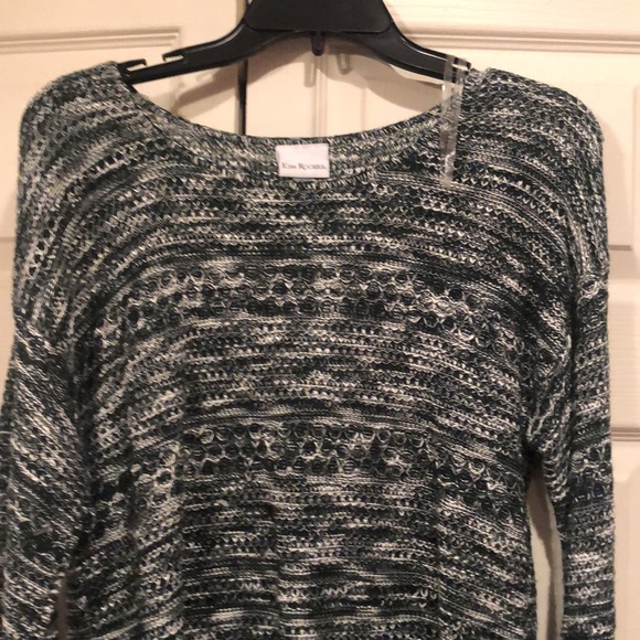 Kim Rogers - Large -Scoop Neck - Tunic Sweater -Deep Green and White - Picture 2 of 6
